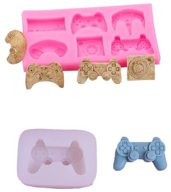 Hsupez Pack of 2 Silicone Moulds Gamepad Baking Mould Game Controller Cake Mould Silicone Mould 3D Cake Baking Mould Mousse Video Game Motif Baking Moulds Jelly Dessert Soap Mould Birthday