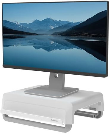 Fellowes Breyta™ - Soporte para monitor, 100% reciclable, para el hogar y la oficina. Elevador para monitor con 3 ajustes de altura, ergonómico y portátil, Blanco