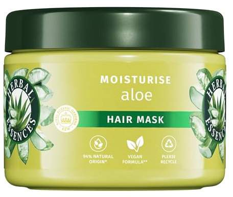 Herbal Essences Mascarilla Fortificante Con Aloe 500ml Para Hidratar Y Nutrir El Pelo Muy Seco. De Origen Natural. Con Aroma a Jazmín. Vegano, No Testado En Animales
