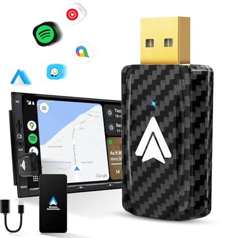 MSXTTLY Adaptateur Android Auto sans Fil Convertisseur Android Auto Filaire en sans Fil pour Voitures avec téléphones Android 11-16 filaires, Mini & Stable, USB C/A, Plug & Play