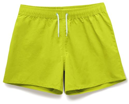 MEILONGER Shorts för flickor och pojkar badbyxor strandshorts pojkar badshorts lätta och avslappnade utan foder, Gul och grön, 6-7 år
