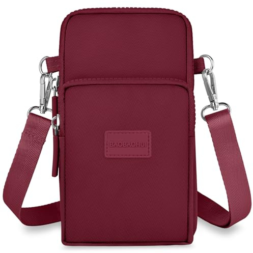 Aucuu Handytasche zum Umhängen Damen, Kleine Umhängetasche mit Kopfhörer Eingang, Geldbörse Damen, Crossbody Schultertasche Handytasche, Verstellbar Abnehmbar Schultergurt für Handy unter 7 Zoll
