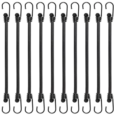 Bungee Cords With Hooks 24 Inch, 10 PCS Heavy Duty Bungee Cord, 8 mm Thick Bungee Straps, Elastic Straps With Hooks for Securing Tarps, Luggage, Tents, Bikes or Caravan Camping
