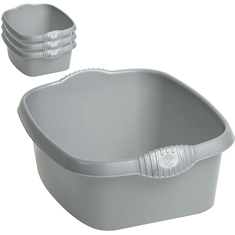 4x Schüssel rechteckig grau 12L 32x39cm Kunststoff Spüle Universal Pflege
