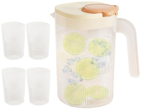 Fbinys Großer Krug mit Deckel, große Wasserkaraffe, Getränkekrug, Eisteekocher, Teekanne, große Wasserkaraffe, Kühlschrankflasche, luftdichte Kanne für Saft, heiße und kalte Limonade