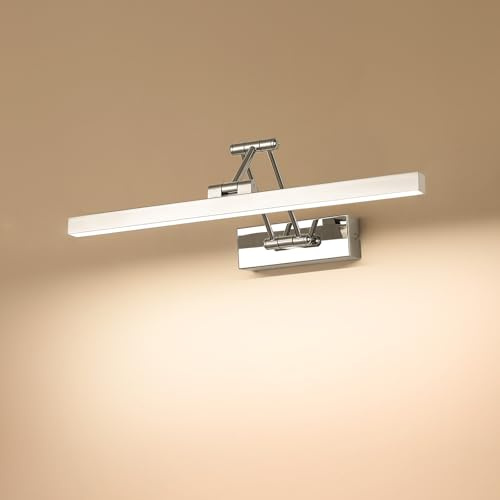 Pasoar LED Spiegel Lampe Badezimmer 40 cm, Rotation Spiegel Lampen IP44, Licht Badezimmer 12W 960LM, LED Lichter, Neutral Weiß 4000K, Chrom