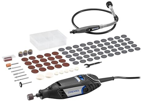 Dremel 3200 Multifunktionswerkzeug 130W, Mit 1 Aufsatz mit biegsamer Welle, 90 Zubehörteile, variable Drehzahl 10.000-35.000 U/min zum Schneiden, Schnitzen, Schleifen, Polieren, Fräsen, Gravieren