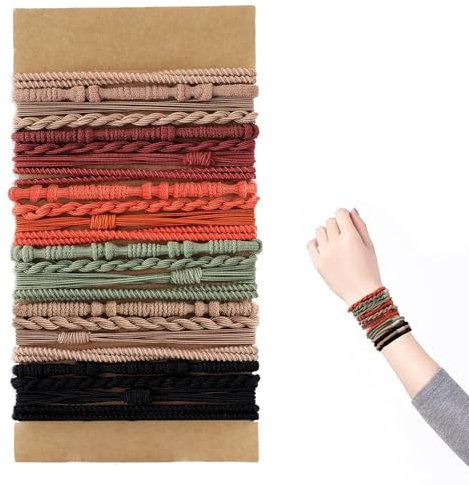 Boho Haargummi Armband 24 Stück Elastische Haargummi Damen Geflochten Stretch Zopf Pferdeschwanz Haargummis für Dickes und Dünnes Haar