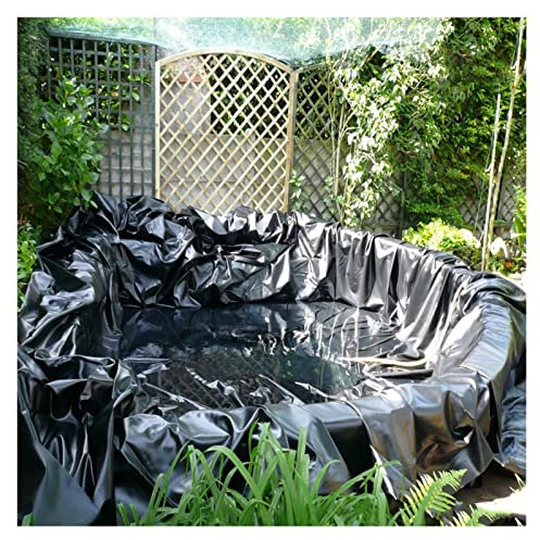 Große 8 x 10 m HDPE Teichfolie für Koiteiche, Wassergärten und Springbrunnen, schwarz, wasserdichte Teichfolie mit Verstärkungsmaterial, ideal für Fischteiche