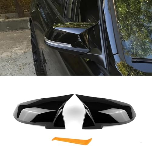 NEWFUN 1 par BMW backspegelkåpa, kompatibel med BMW F20 F21 F22 F23 F87 F30 F31 F34 F32 F33 F36 E84, ABS yttre tillbehör (blank svart)