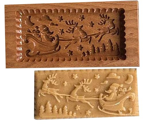 Galletas, moldes de madera for galletas, sellos for galletas navideñas, galletas navideñas con forma de Papá Noel y reno, moldes for galletas de madera, sellos de prensa for repujado de galletas
