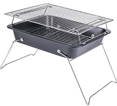 Barbecue à charbon portable en acier inoxydable pour camping, pique-nique, terrasse, mini barbecue de table, fumoir pliable et compact en plein air
