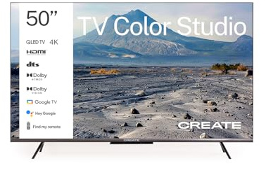 CREATE / TV Color Studio/Televisor Smart TV QLED 4K 50 Negro/Pantalla antirreflejos, Acabado Mate, Control por Voz, Sensor de iluminación, Dolby Atmos, Low Blue Light & Flicker Free, HDMI TM