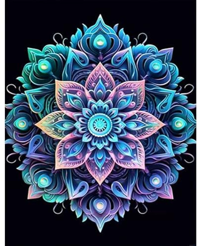 TDFERAN Diamond Painting Mandala, 40 x 50 cm, Diamant-Stickerei, Komplett-Set, Mandala, Diamantmalerei, Kristall, Diamant-Malerei, Komplettset für Wanddekoration