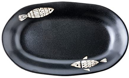 GLETSF Serving Dinner Plates Hand-Painted Fish Plate Large Fish Plate Oval Ceramic Long Plate Tableware Household Steamed Fish Plate Cold Dish Plate
