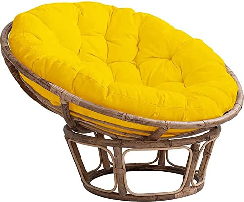 Cojín redondo de algodón esponjoso con forma de cuenco para silla colgante de interior y exterior, cómodo cojín de luna para silla columpio, amarillo, 80 cm