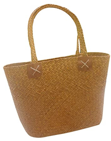 Alipis Large Capacity Sea Grass Woven Handheld Tote Bag for Shopping and Daily Storage, Natural Style Summer Woven Flower Basket Craft Hand Bag