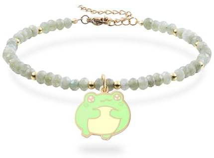Melix Home Pulseras de piedra natural de rana, regalos para amigas, mujeres, hermanas, amistad, regalos divertidos, Medium, Acero inoxidable, No es una piedra preciosa