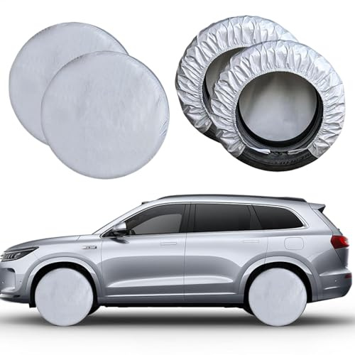 Housses de Protection de Pneu Couvertures de Roue | 4 Pack Couverture Souple de Roue de Pneu Robuste, Housse de Protection de Roue en Tissu Oxford 420D Imperméable pour Camion, Remorque, Camping-Car,