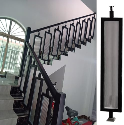 XBDLYQBD Stair Spindles Wrought Iron And Glass Stair Baluster Spindle, Heavy Duty Staircase Railing Banister With Screws, Elegant Interior Stair Balustrades Decor Set