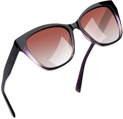 Joopin Occhiali da Sole Donna Polarizzati Occhi di Gatto Protezione UV400 Montatura in TR90 Acetato Moda Vintage Grandi Cat Eye Occhiali da Sole (Viola Marrone)
