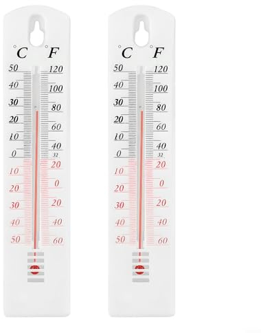 2Pcs Wall Mount Thermometer, Indoor and Outdoor Home Thermometer, for Home Pool Office Warehouse Greenhouse Garden