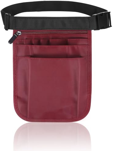 Krankenschwester Tasche,Gürteltasche Arbeit,Kellnertasche mit Gürtel,Gürteltasche Damen Arbeit,Gürteltasche Arbeit Einzelhandel,Nurse Bag,Krankenschwester Gürteltasche mit Mehreren Fächern(Rot)