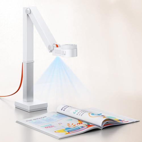 CZUR Fancy S Pro 4K USB-Dokumentenkamera, 12MP Webcam mit LED-Licht und Mikrofon, bis zu 60 fps, Autofokus, für Fernunterricht, Live-Streaming, Webkonferenz, für Mac und Windows (Weiß)