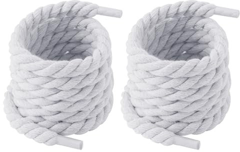 Weiß Dicke Schnürsenkel,Rope Laces,Dick,Rund,Chunky,Baumwollseil,Baumwollkordel Dickeschnürsenkel,Kordelenden,für Ersatz Air Force 1,Schuhbänder 8mm,DIY Schuhband,Fluffy,Reißfest Binden Shoelaces