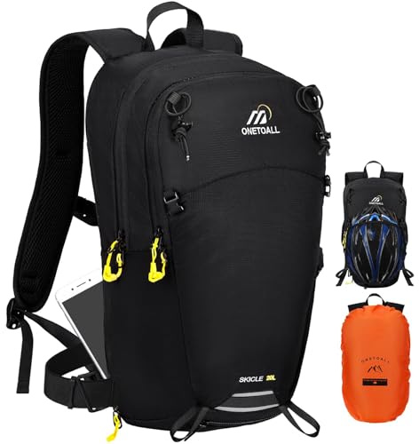 ONETOALL Sac à dos de cyclisme 15 l/20 l avec housse imperméable, sac à dos d'hydratation MTB pour homme et femme, petit sac à dos de randonnée et antivol pour moto, ski, vélo, montagne et course à