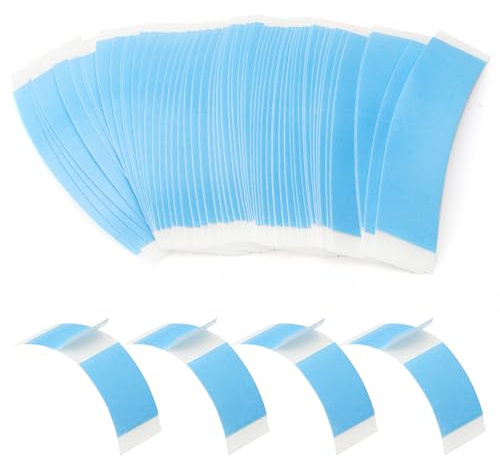 VOSSOT 60 Stück Wig Glue Tape Doppelseitiges Klebeband für Perücken,Wasserdichtes Extra Stark Unsichtbar PerüCkenband,Perücken Kleber Toupet Klebeband für SäMtliche Haarteile(blau)