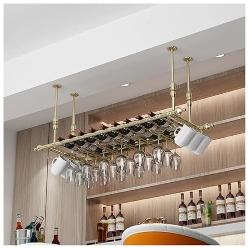 Industrial Wall-Mounted Wine Rack & Glass Holder, Adjustable Metal Wine Shelf for Home Bar & Kitchen, Stylish Gold nizer for Wine Display, 120x30cm