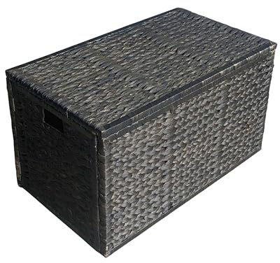 ChumDecor 30 Wicker Storage Trunk, Blanket Basket Chest for Living Room, Large Toy Chest with Lid, Storage Chest for Bedroom