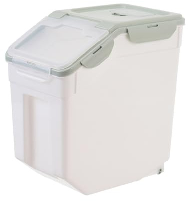 Pet Food Container with Snap Tight Lid and Sealed Buckle Reinforcement | Pp Green Storage Bin, Size L, for Pet Food and Rice, Simple Practical Design