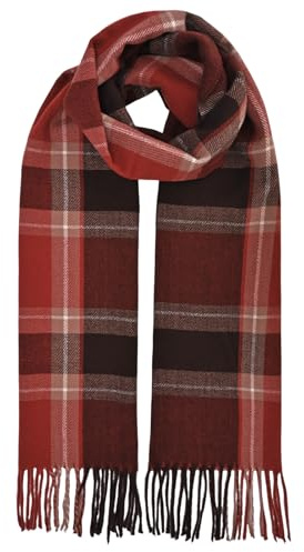 SGQTZDZQ Cashmere Tartan Scarf, Autumn & Winter Plaid Ladies Scarf for Women UK, Warm Women's Scarves & Wraps for Christmas Birthday Gifts (Coffee Red)
