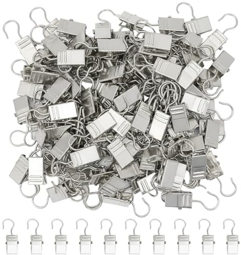 80 Stück Vorhang Haken, Gardinenhaken für Ringe, Klemmhaken zum Einhängen von Vorhängen, Duschvorhängen, Fotos und Lichterketten, Gardinenklammern Gewicht 1kg, Gardinen Klammern für Heimdekoration