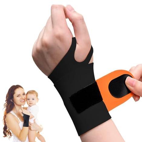 ZWWOGE Noir et Orange Attelle poignet massage intégré unisexe convient aussi bien la main gauche qu'à la main droite protege poignet pour le fitness les douleurs à de longues heures de travail