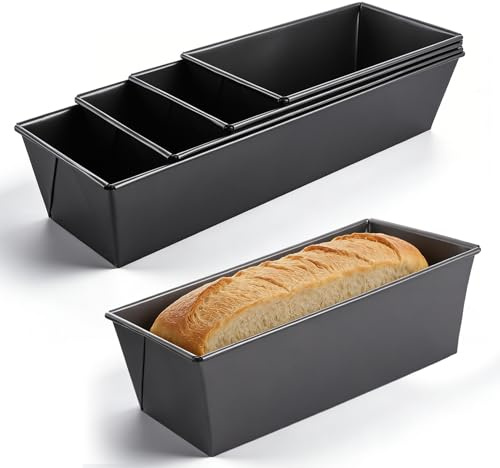 WeeGoo 4 Pcs Black Loaf Tins for Baking, 35/30/25/20 cm | Carbon Steel, Non-Stick Bread Cake Pans for Banana Breads Meatloaf Sandwich