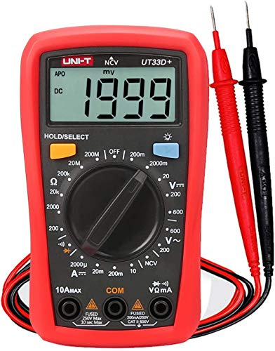 UNI-T UT33D Palm Size Digital Multimeter with Accessories - AC/DC Voltage, DC Current, Resistance