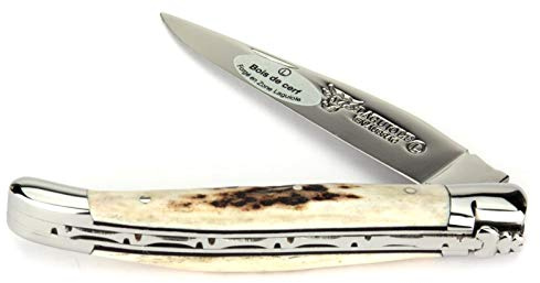 Laguiole en Aubrac Taschenmesser L0211BCIFI 11 cm, Griffschalen Hirschhorn, Klinge 9 cm glänzend, Backen glänzend