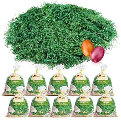 COM-FOUR® 250 g di erba pasquale verde per nidi pasquali - decorazioni pasquali per l'artigianato - erba verde per cesti pasquali