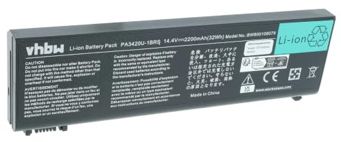 vhbw Akku kompatibel mit Toshiba Satellite L25 | L20-267, L20-268, L20-300, L20-S310TD, L20-SP119 Notebook (2200 mAh, 14,8 V, Li-Ion)