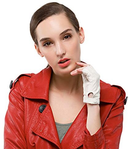 Nappaglo Fingerlos Lederhandschuhe Damen Autofahrer Sommer Motorrad Handschuhe