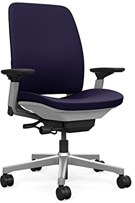 Steelcase Amia Task Chair: Platinum Frame/Base - 4 Way Adjustable Arms - Hard Floor Casters
