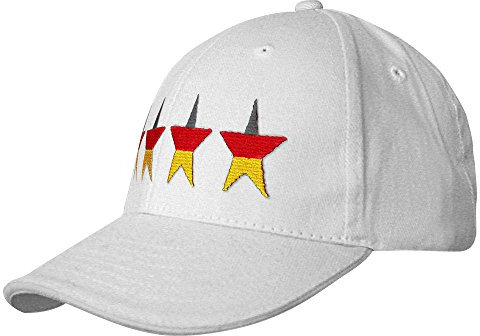 Fan-O-Menal Baseballcap mit Einstickung - 4-Sterne Deutschland Germany - 68179 Weiss