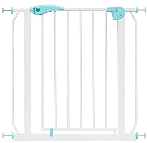 IB STYLE Barrera de Seguridad Berrin - Sin Taladros, Sistema de Cierre Automático, Estructura Metálica, Bebés y Niños Pequeños, Turquesa, Ancho: 95-105 cm