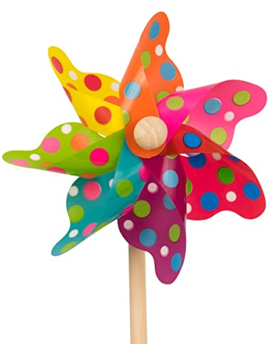 CIM Vindspel – Moulin 14 Colourdots – UV-resistent och väderbeständigt – vindhjul: Ø 14 cm, stativhöjd: 32 cm – färdigmonterad inkl. stång