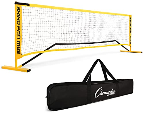Champion Sports RHINO Port-A-Net Set – 10' Adjustable Racquet Sport Net with Carry Bag, Portable Steel Frame Net System for Pickleball, Tennis, Badminton & Volleyball - 33 to 66 Height