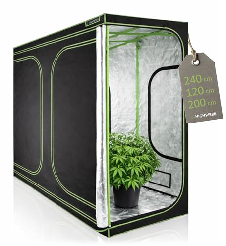 HIGHWERK Odlingstält 240x120x200 cm, MyHomeGrow, Svart Grön Stor Growbox för Hydroponisk Inomhusodling