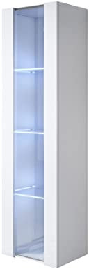 MB Muebles Bonitos | Vitrinenschrank Luke V5 | Breite 40 x Höhe 165 x Tiefe 29 cm | Glänzendes Melamin | Weiß